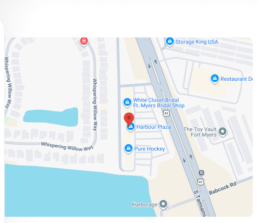 Map showing The Faith Center at 17650 South Tamiami Trail, Fort Myers